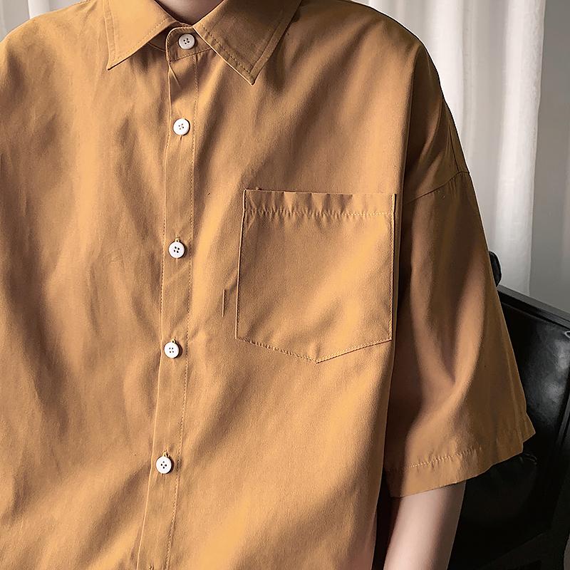 

Néeshang Pocket Shirt Men' summer Harajuku style short sleeve shirt, As pic