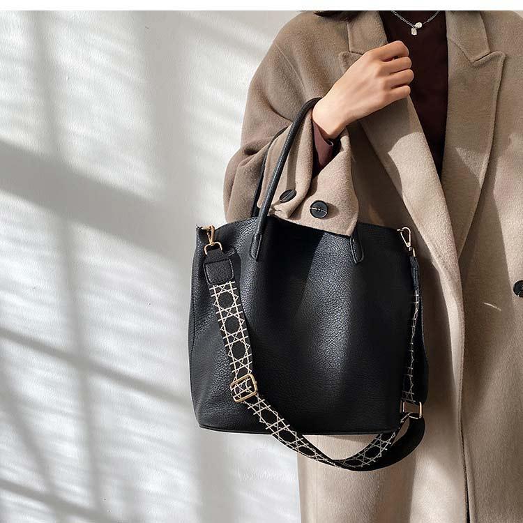 

Leather Handbag High Quality Women Shoulder Bag Big Shopper Tote Bucket Bag Fashion Women's Handbags Solid color, 03