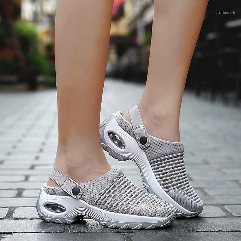 

Women's Solid color Summer Breathable Mesh Casual Shoes Elastic Strap Slip On A Pedal Lazy Shoes Walking1, Light gray