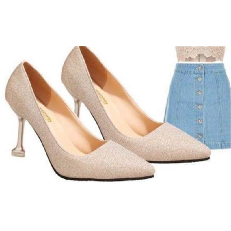 

2021 Women's Shoes in Spring and Autumn New Style High-heeled Fine Heel Pointed End@nmnbm31 LB6B, Silver