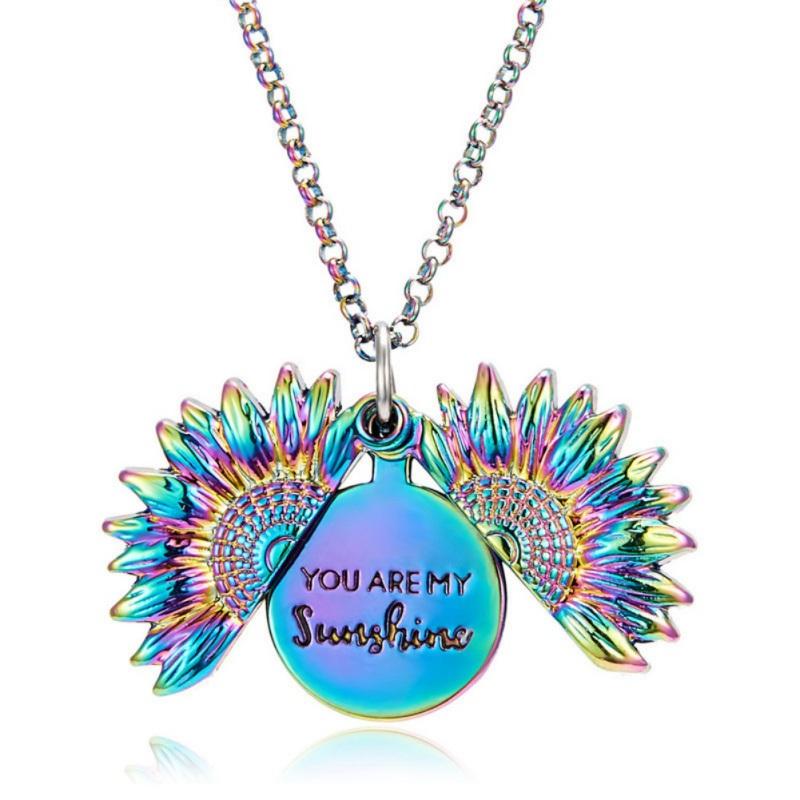 

You're My Sunshine Sunflower Necklaces For Women Gold Silver Long Chain Can Open Sun Flower Pendant Necklace Fashion Jewelry