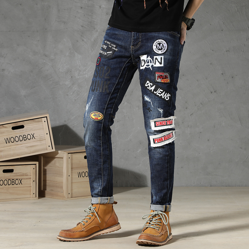 

2021 New Jeans for Mended Men Painted Skinny Denim Brem Stretched Pants Printed Hip Spring HMTU, Games