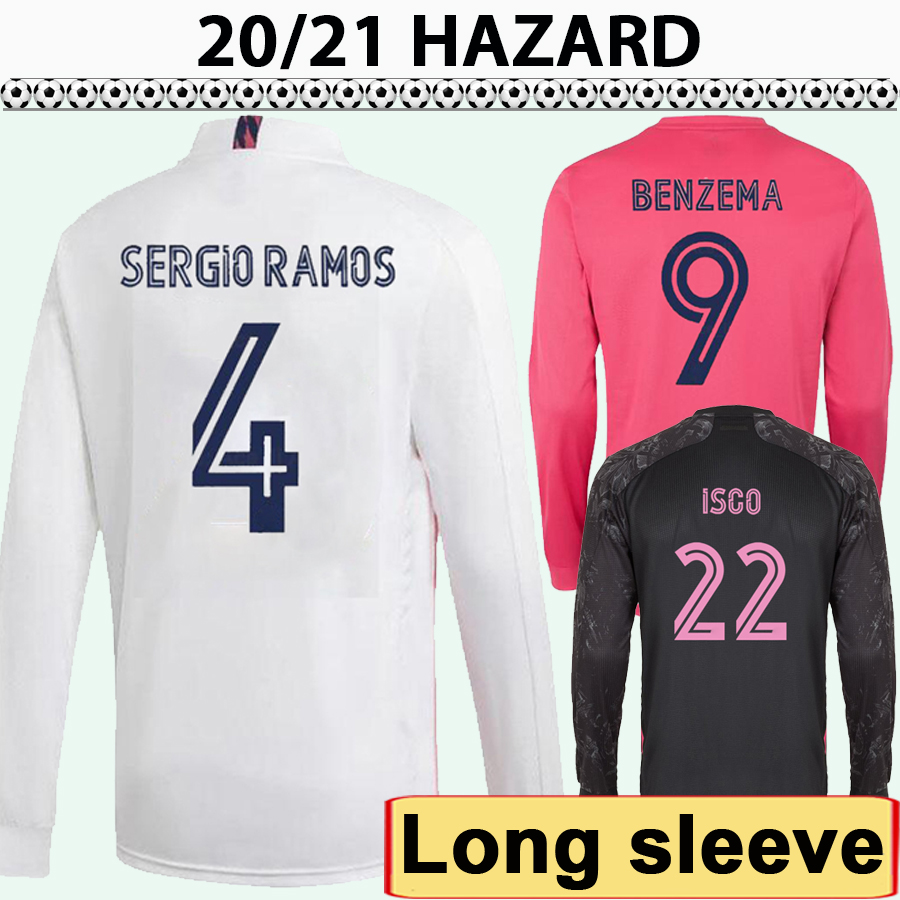 

20 21 HAZARD MODRIC KROOS Mens Soccer Jerseys SERGIO RAMOS BENZEMA CASEMIRO Home Away 3rd Long Sleeve Football Shirts ISCO BALE Uniforms, Cx281 2021 home no patch
