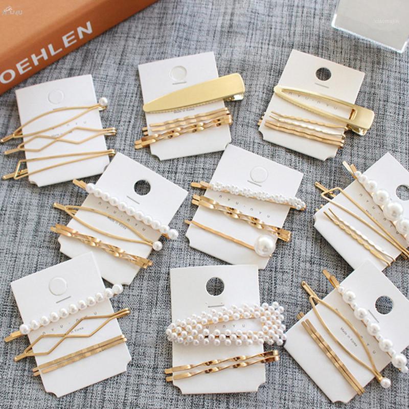 

Girls 1SET Metal Minimalist Hair Accessories Geometric Irregular Gold Color HairClip Imitiation Pearl Hairpin Barrettes Hairgrip1