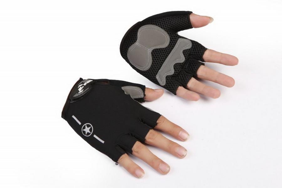 

by dhl or fedex 50 pairs Half Finger Sports Gloves Sponge Pad Breathable Star Bike &climbing Gloves, Black