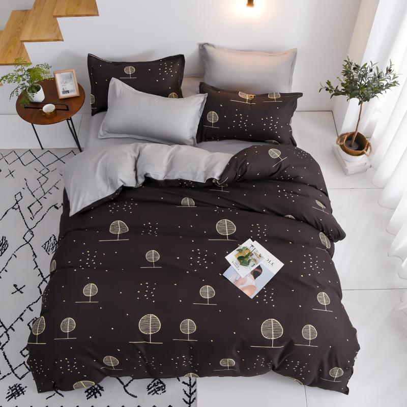 

Home Textile Black Quilt Cover Set Double Queen King Size Tree Bed Bedding Set Solid Color High Quality Comforter Duvet Cover, 08