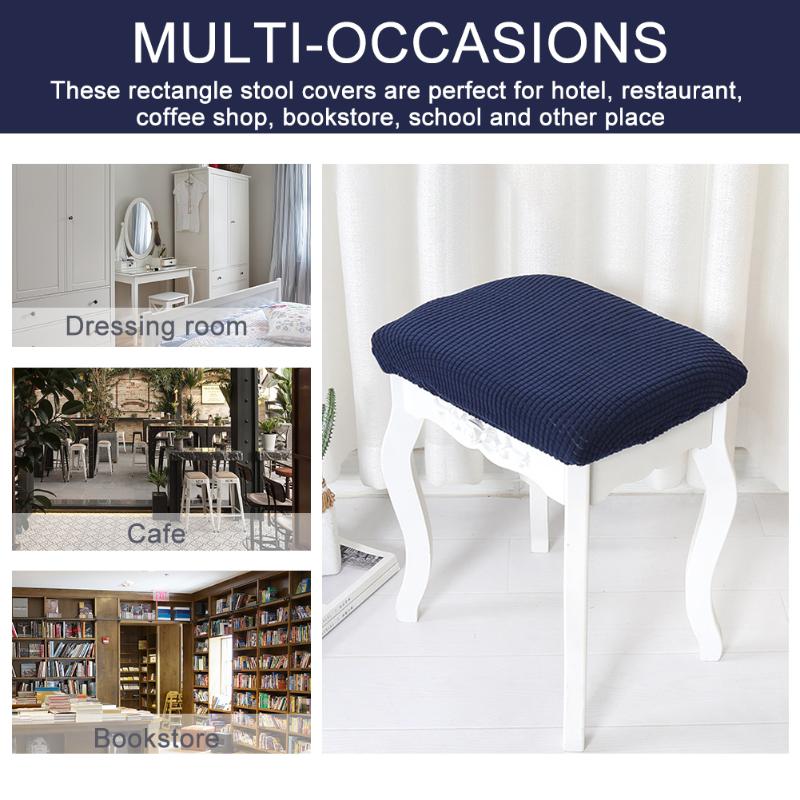 

2pcs Protector Checked Jacquard European Style Home Decor Solid Stool Cover Chair Seat Rectangle Slipcover Bar Stretch Washable