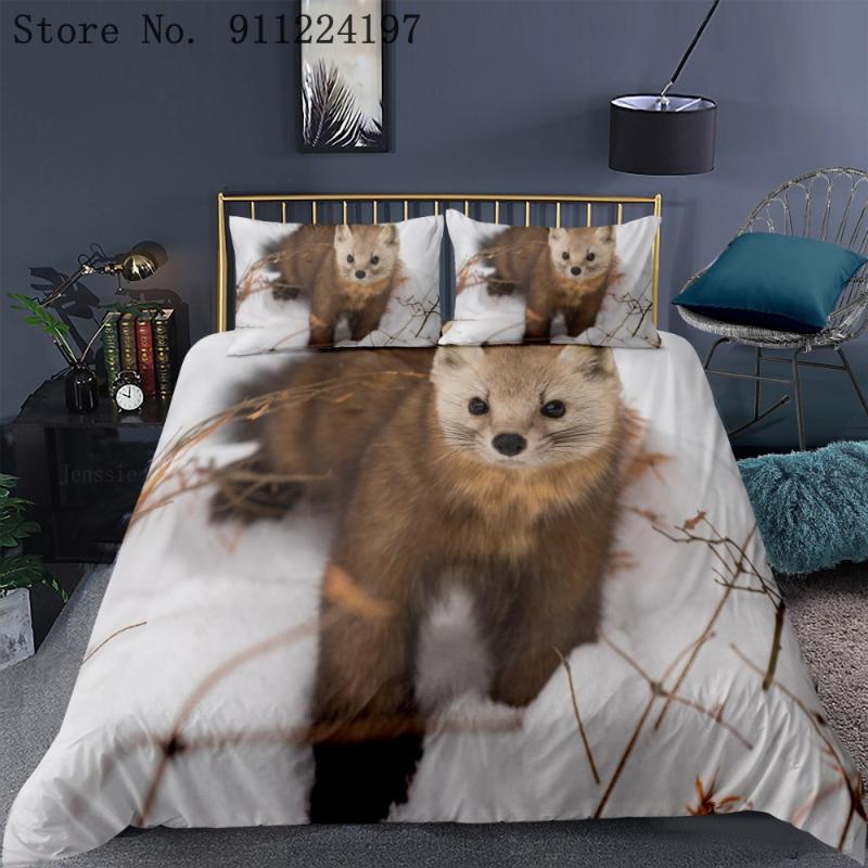 

Home Textile Mink Duvet Cover Comforter Bedding Set Single Double Queen King Size 3D Animal Printing 2/3pcs Quilt Cover, Black