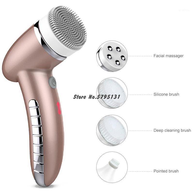 

4 In 1 Facial Cleansing Brush Sonic Vibration Mini Face Cleaner Silicone Deep Pore Cleaning Electric Face Massage Waterproof1
