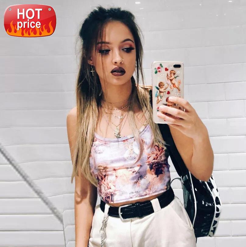 

Hirigin 2019 Stylish Brand New Women Angel Printed Vest Bra Crop Top Blouse Backless Tube Spaghetti Strappy Bandeau Stretch #gQ14, White