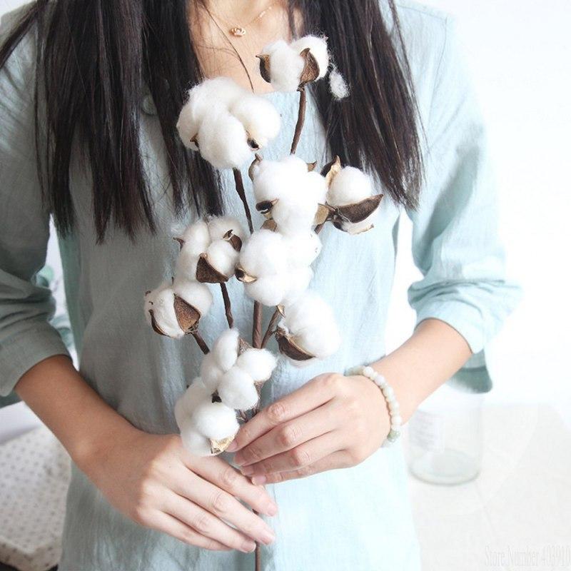 

Naturally Dried Cotton Flower Artificial Plants Floral Branch For Wedding Party Decoration Fake Flowers Home Decor, 1pcs