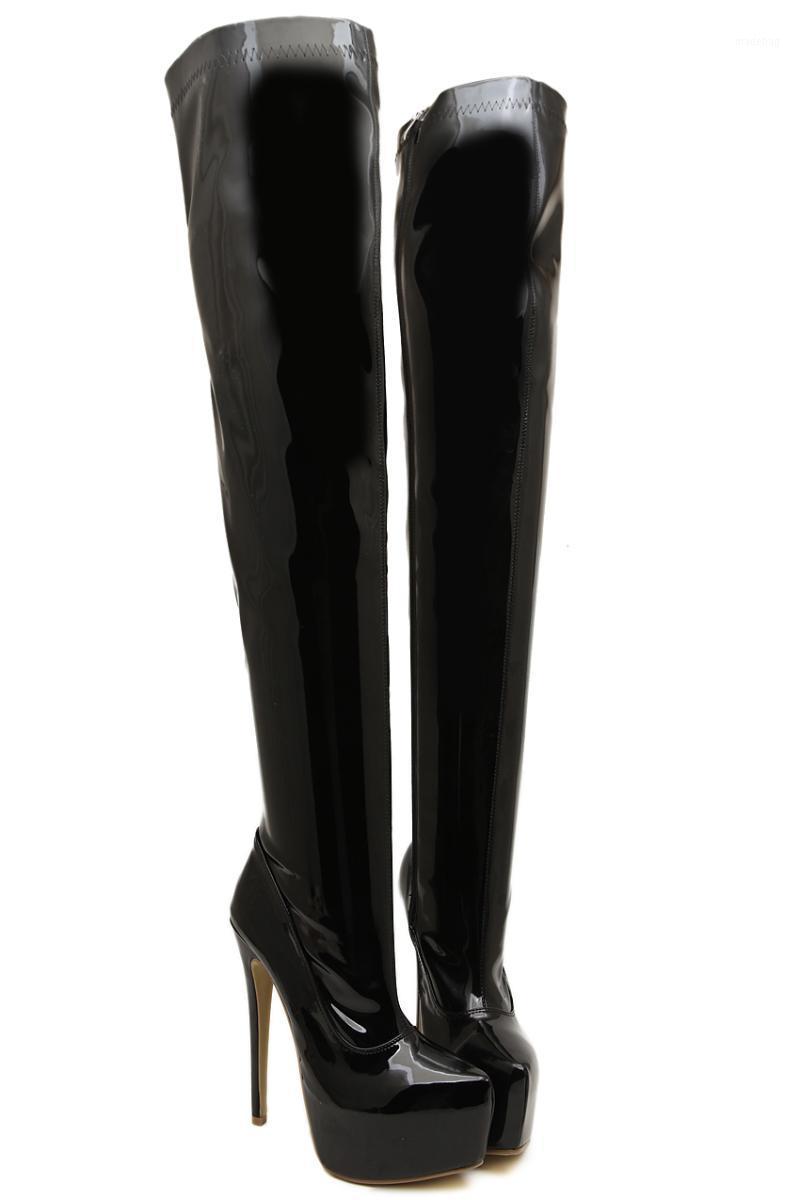 

Free shipping 15cm platform red fashion big size over-the-knee high-heeled boots 8.5-141, Black