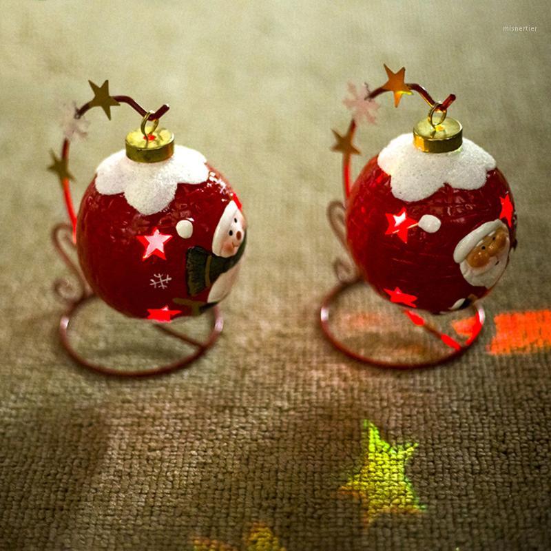 

Christmas Ceramic Christmas Ball Decoration Creative Painted Santa Claus Light Decoration For Table1