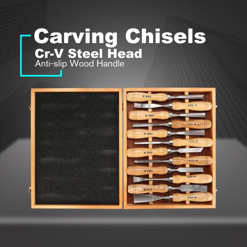 

Hot SHE.K 12PCS Wood Carving Chisel Set Sharp Woodworking Hand Knife Tools Gouges Steel DIY Woodcut Working Professional