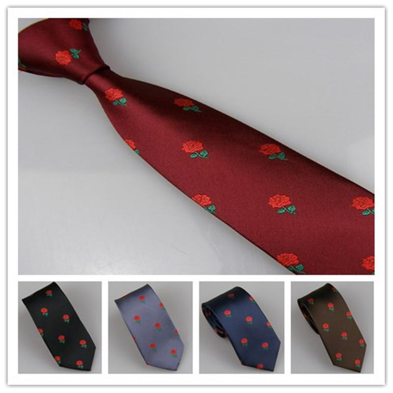 

LAMMULIN Ties 5 Styles Men's Suit Red roses Floral Jacquard Necktie Microfiber Skinny Tie 7cm Blue,Black, Dark red, Gray, Brown