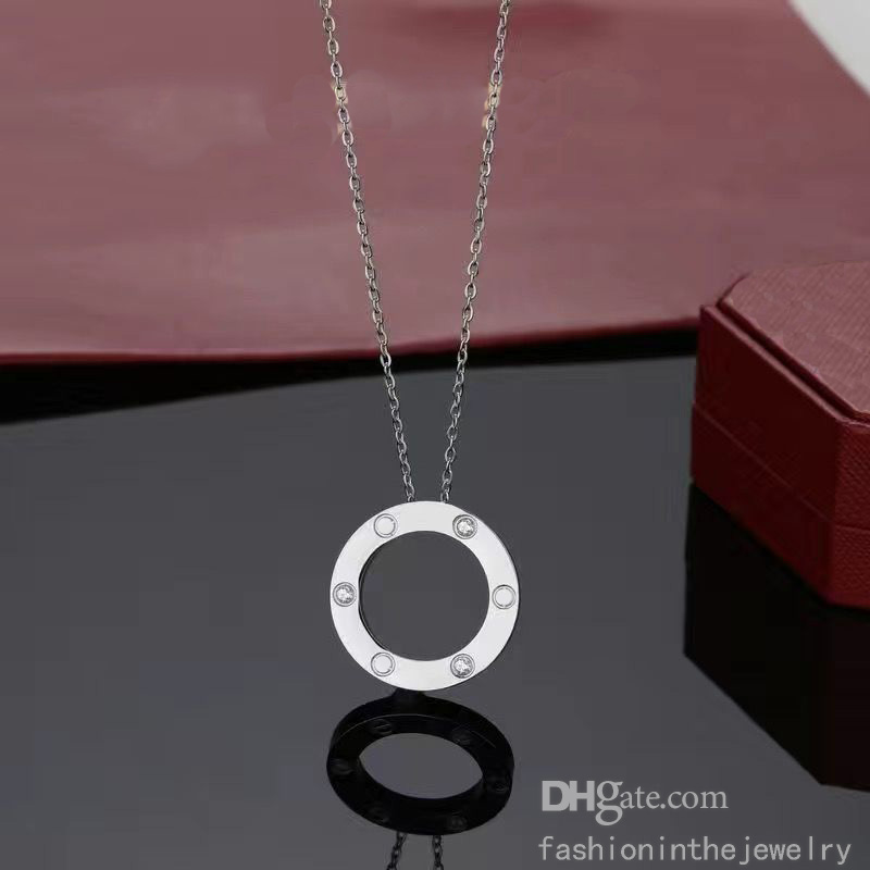 

Fashion Necklace Designer Jewelry Luxury Party Sterling Silver Rose Gold platinum diamond ring pendant necklaces gift for women drip girls personalized 45cm chain
