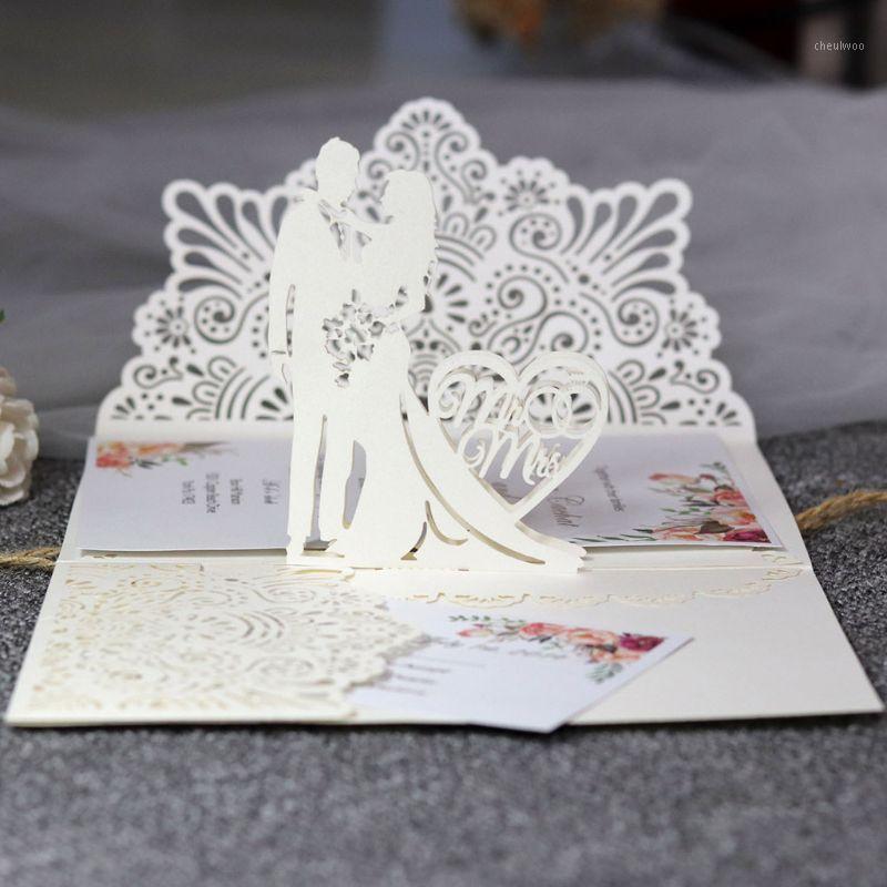 

10 Pcs 3D European Style Wedding Invitation Card with Envelope Kits Party Supply H4GD1