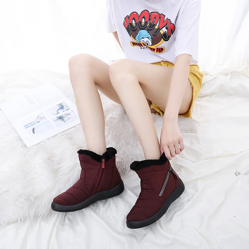 

Fashion Winter Ladies Snow Boots 2020 New Casual Zipper Plush Warm Flat Rubber All Match Ladies Snow Boots, Black