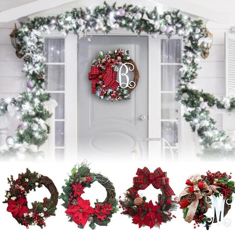 

Christmas Wreaths Artificial Garland Door Hanging Decorative Supplies For Christmas Party Decoration Beautiful Wreath New1