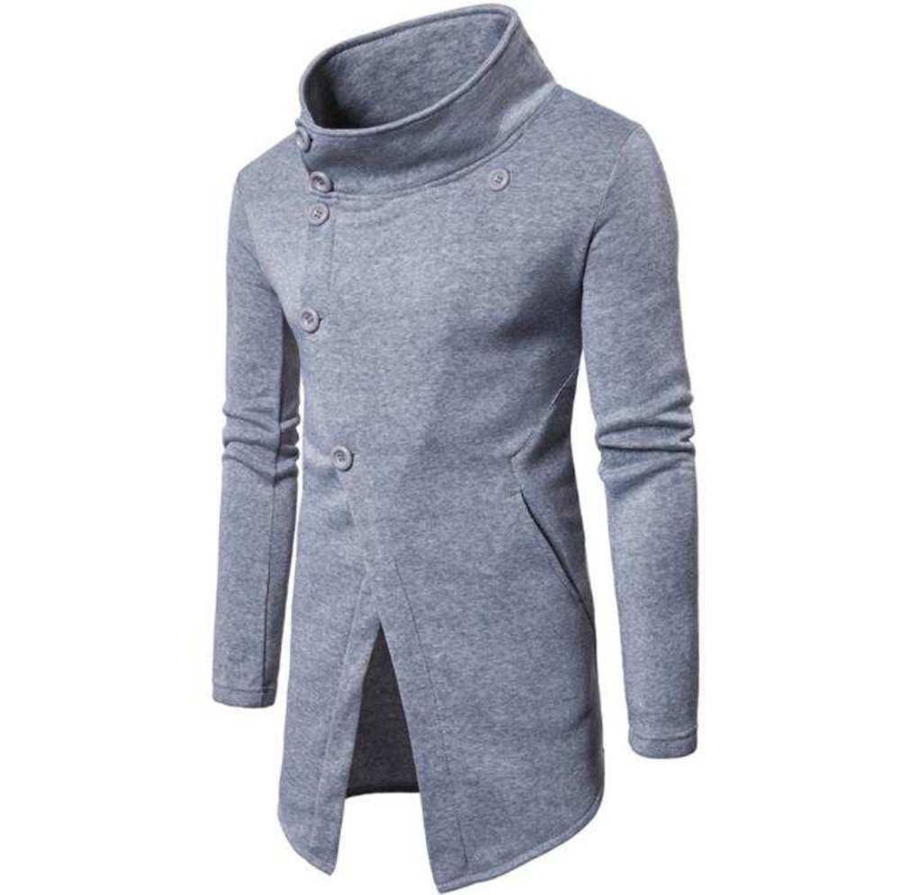 

Best selling European and American men's fashion casual personality slanted placket button sweater wholesale
