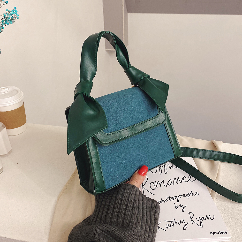 

PB0006 Fashion Trend Messenger Bag with Bow Portable PU Leather Small Square Crossbody Bags Single Shoulder Bag, As pic