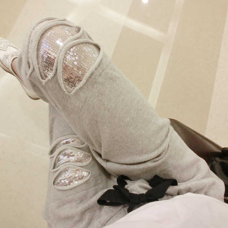 

2021 New Arrivals Torn Fall Hare Panty Runner Plus Occasional Size of Women in Sequins Pantalon Femme Pants X1dt, Summer style.