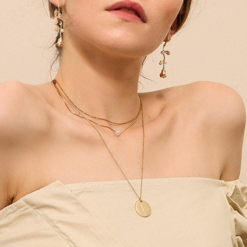 

YUN RUO Sexy Multilayer Round Pendant Necklace Fashion Rose Gold Color Titanium Steel Woman Jewelry Gift Not Fade Drop Shipping