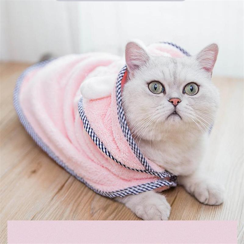 

Pet Bath Towel Soft Cute Drying Bath Pet Towel for Dog Cat Puppy Super Absorbent Bathrobes Cleaning Necessary Supply Fiber1, Blue
