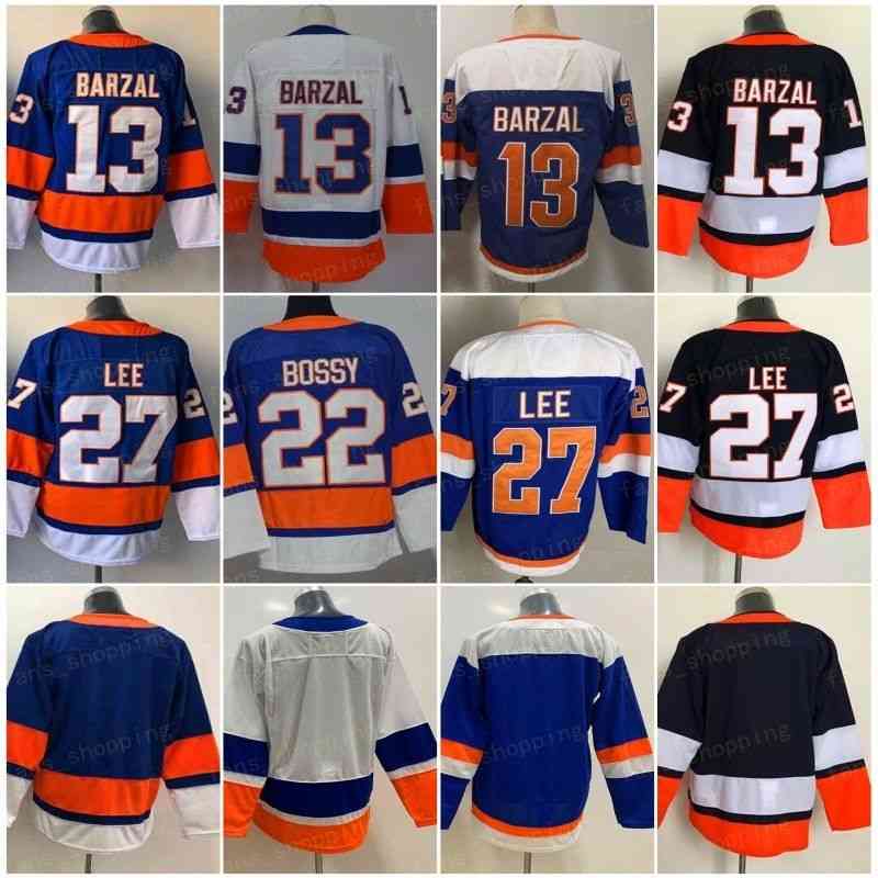 

Reverse Retro New Man 13 Mathew Barzal Jersey Ice Hockey 27 Anders Lee 22 Mike Bossy 31 Billy Smith 5 Denis Potvin 91 John Tavares Blank Vin, Black;red