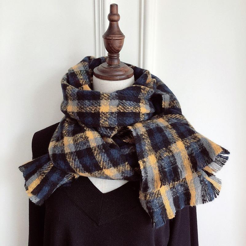 

Korean style Warmer Winter Fashion Shawls Luxury Gift For Women Ladies Plaid Cashmere Scarf