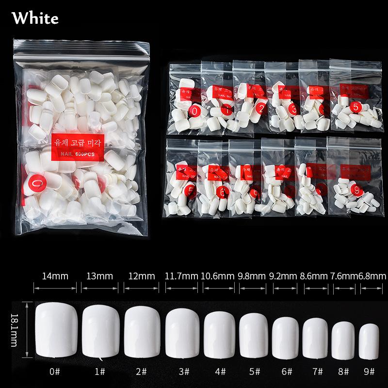 

500pcs False Nails Press on Nails Tips Clear Acrylic 10 Sizes for Nail Salons and DIY Nail Art Tools Dropshipping, White