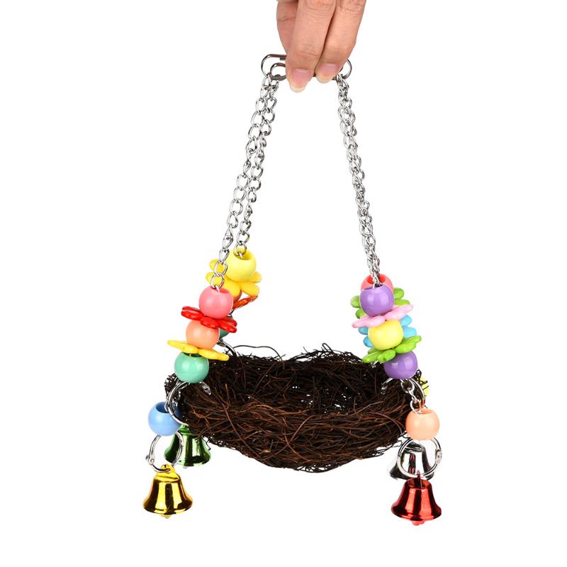 

Bell Christmas Crafts Accessories Jingle Bells Pet Bird Nest Hammock Swing Hanging Chew Toys Parrot Parakeet Budgie Cockatiel