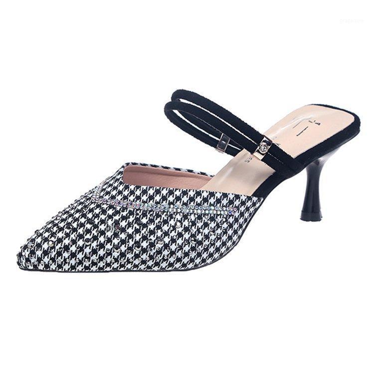 

One shoes two women's sandals 2021 summer new hollow pointed stiletto high heel fashion sandals women1, Cream color