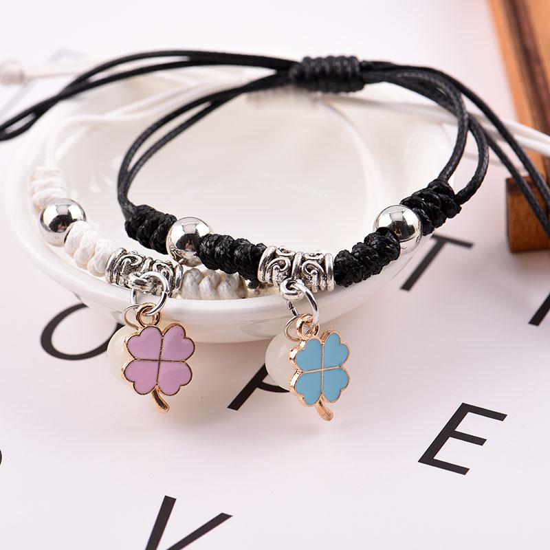 

Rivca Couple Bracelet King Queen Leather Charm Bracelet Stainless With night beads CRT Leaf Lovers KEY valentine Gift
