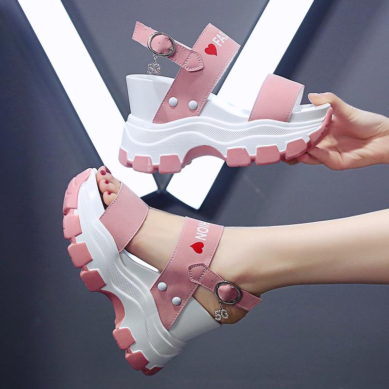 

Shoes for Women Sandals 2021 Summer Fashion Sandals High Heels Gladiator Sandalias High Heel Chunky Platform Casual Shoes Woman, White002