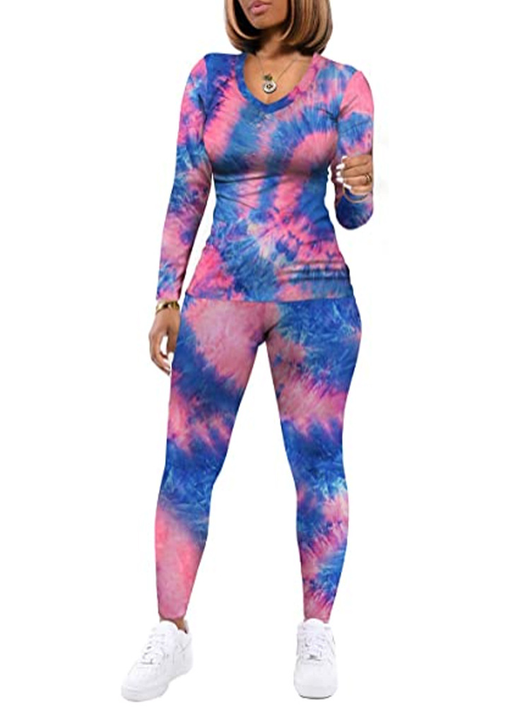 

Autumn And Winter Women' Printed Casual Suit Finess Sport Long Sleeve And Panyts Two Piece Sets For Women, Yellow