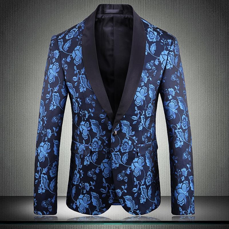 

Classic Men Blazer Luxury Jacquard Mens Party Blazers Costume Singer Man Fashion Casual Slim Fit Wedding Blazers For Men 5XL, Blue 1917