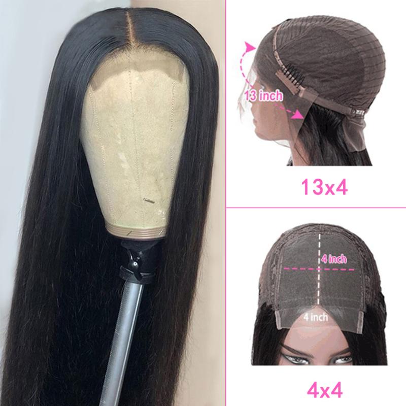 

Ross Pretty Brazilian 4*4 13*4 Lace Frontal Wig Straight Virgin Hair Wigs Swiss Lace Frontal 8-30inch Wigs Baby Hair For Women, As pic