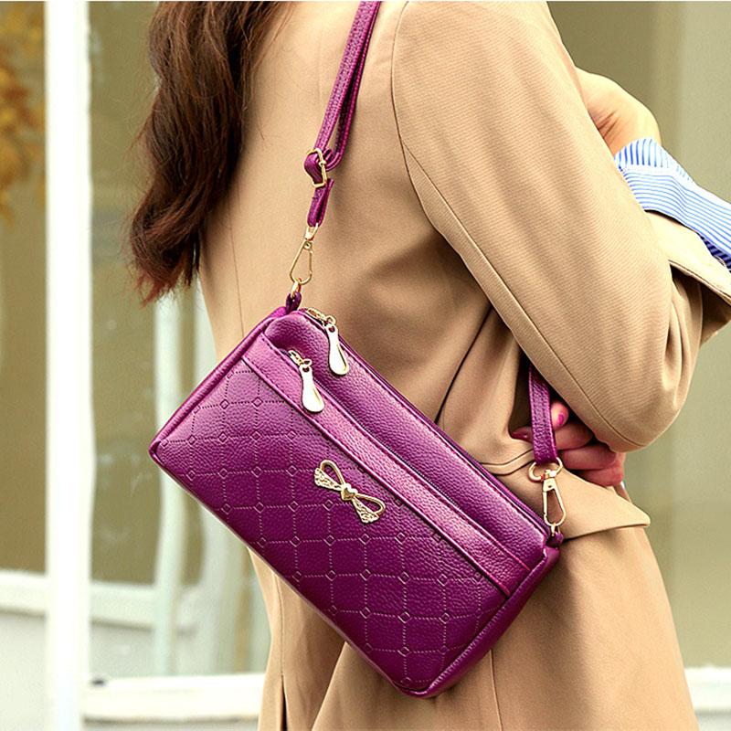 

Fashion Leather Shoulder bag for Women Double Zipper Soft Leather Small Women's Messenger bags Cell Phone Purse Female bag 2021, Black