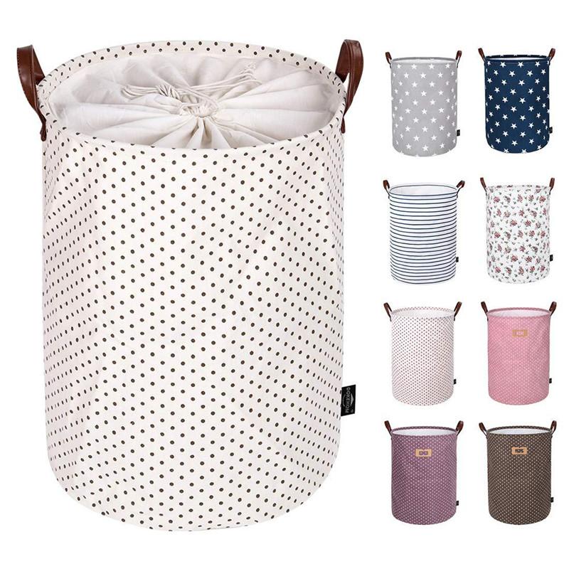 

Printed Sundry Bucket Canvas Handbags Foldable Storage Basket Kids Toys Bags Bins Clothing Organizer Tote