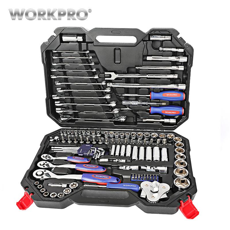 

WORKPRO 123PC Home Tool Set for Car Repair Tool Set Socket 1/4" 3/8" 1/2" Ratchet Wrenches