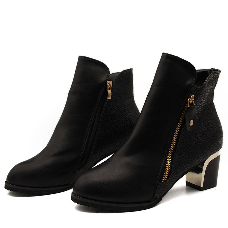 

Female Boots Female high-heeled Thick With Side Zipper women's Shoes Explosion Models Autumn New Pointed Boots, Black