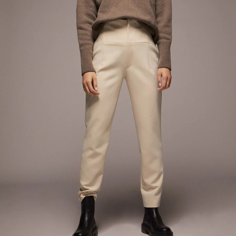 

2021 New Zaspring Autumn Solid Pant High Waist Trouser Women Zipper Stretch Pantalon Female Straight Pants Trousers Z5fl