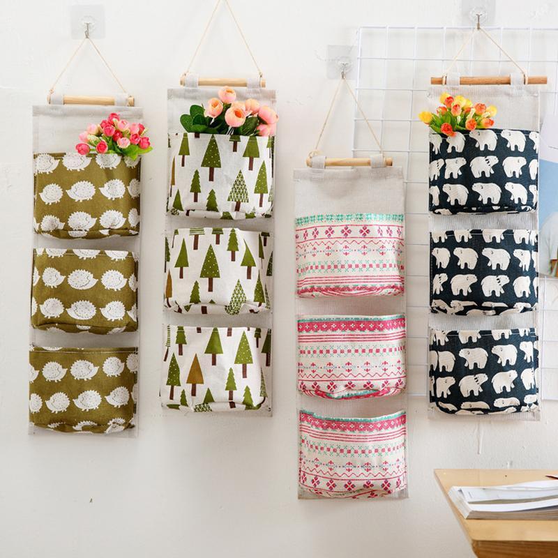 

3 Pockets Hanging Organizer Small Bags Wall Door Hanging Organizer Home Storage Rangement Case for Small Things Pendant1, Tree