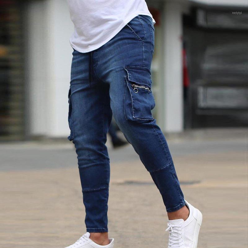 

UEFEZO Men Jeans Hip Hop Cool Streetwear Biker Pencil Pants Multi Pocket Black Skinny Denim Jeans 2020 Streetwear Men Trousers1