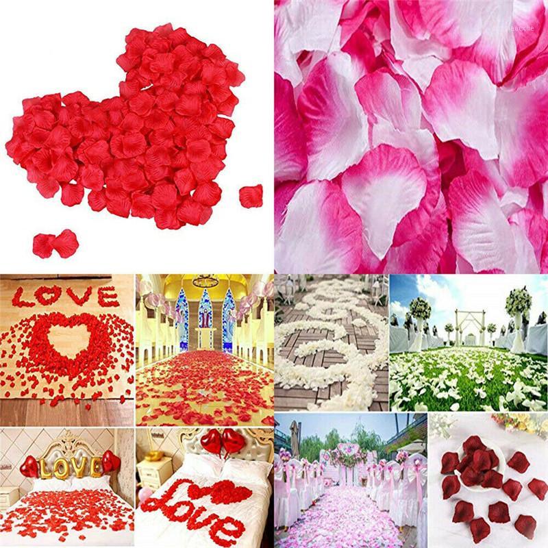 

100Pcs Simulation Rose Petals Festival Party Table Flowers Wedding Decorative Ornaments DIY Engagement Wedding Party Supplies1, As photo show