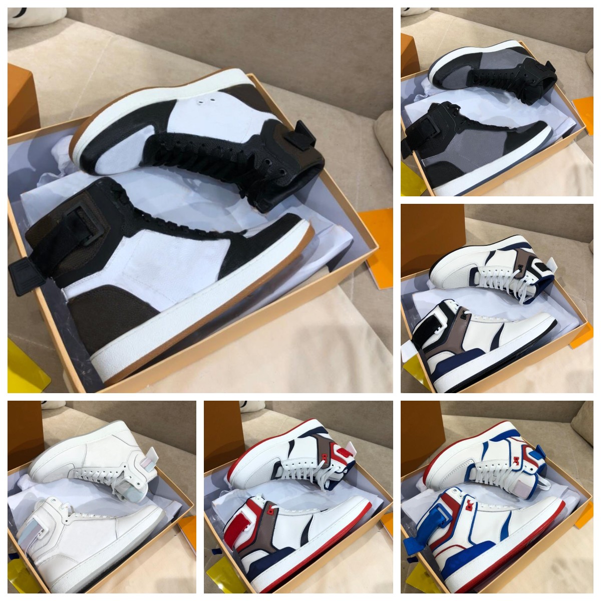 

designer LUXURY men sneaker Rivoli sneaker boot casual shoes high top couple sports shoes wholesale vintage Flat trainers