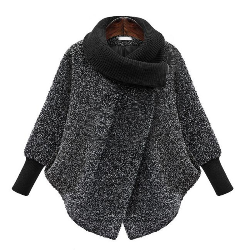

2021 New Fashion Women' Jacket Big Collar Sleeve Winter Wool Keep Warm Parka Jackets Outerwear 3Q3A, Gray.