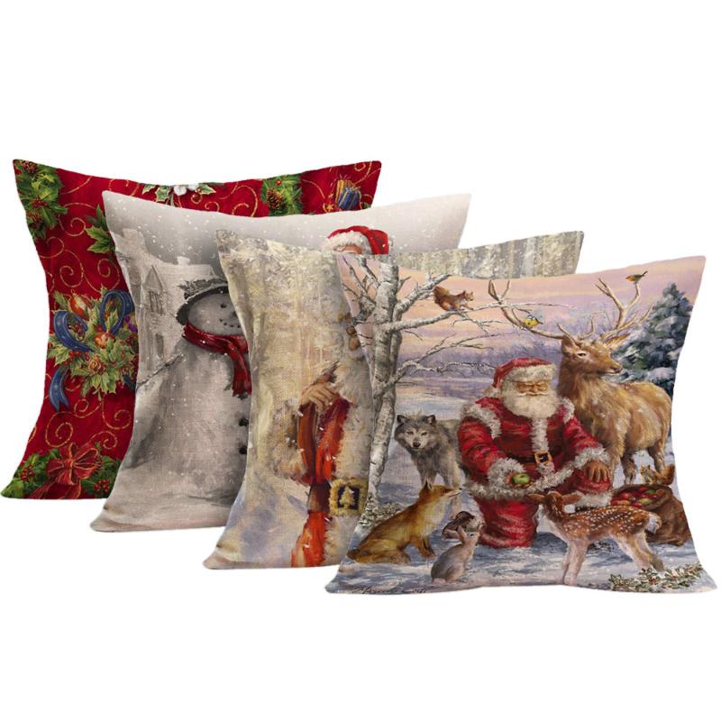 

3pc Merry Christmas Cushion Cover Skin-friendly Dakimakura Pillow Cover Dust-proof Soft Pillowcase Decorative Pillows Case 45#W