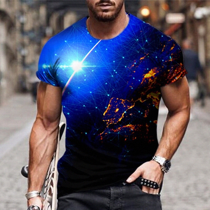 Men's Unisex T shirt 3D Print Galaxy Graphic Prints Crew Neck Street Daily Print Short Sleeve Tops Casual Designer Big and Tall Sports Blue